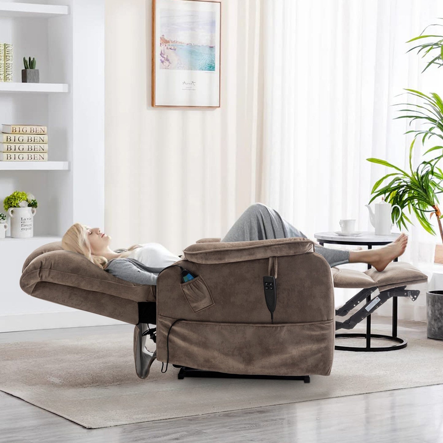 Poltrona reclinabile elettrica doppia da 35,5 W, massaggio termico, 180 gradi