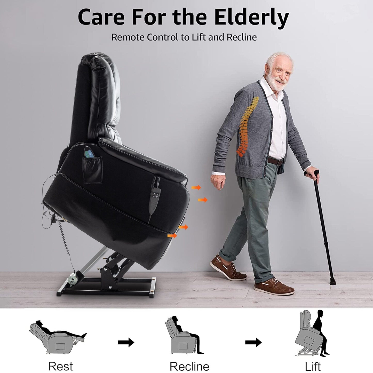 Poltrona reclinabile elettrica doppia da 35,5 W, massaggio termico, 180 gradi