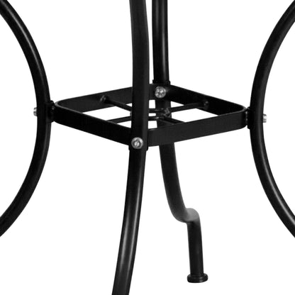 Set da pranzo quadrato da 5 pezzi per interni/esterni in acciaio da 35,5 pollici