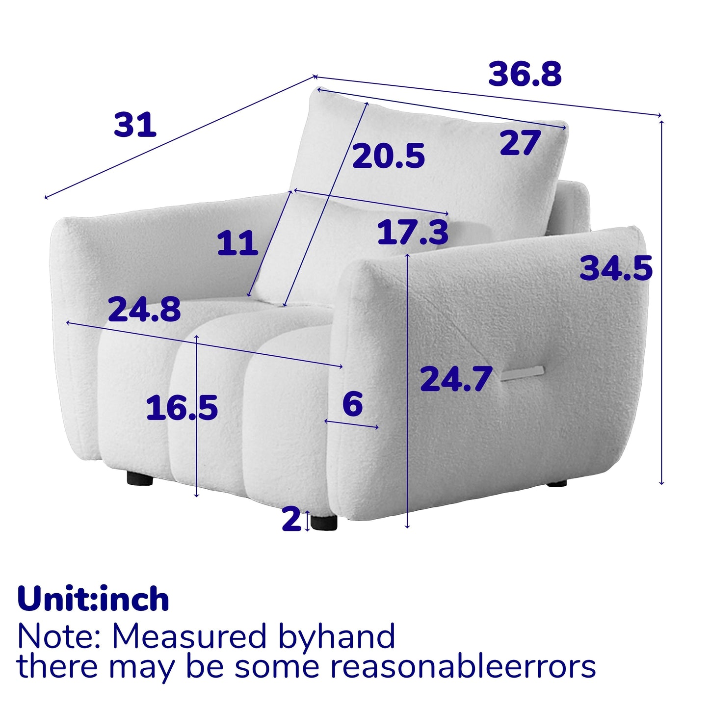 Divano in tessuto Teddy da 36,8'', poltrona moderna per appartamento, ufficio, soggiorno e camera da letto, verde