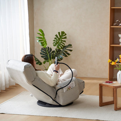 Poltrona reclinabile pieghevole con supporto per telefono, girevole a 360 gradi