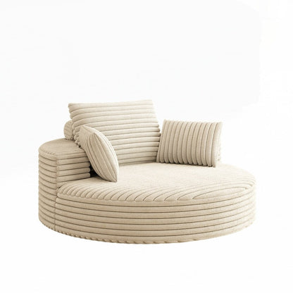 Poltrona girevole a 360 gradi in velluto a coste e ciniglia, divano singolo