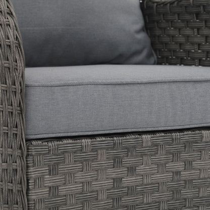 Sedie girevoli da esterno in vimini a 360 gradi con tavolo quadrato