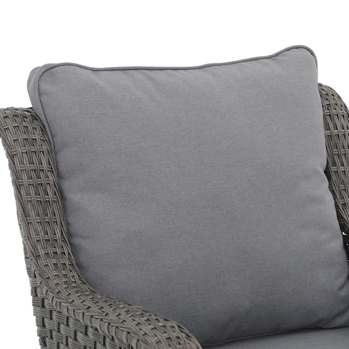 Sedie girevoli da esterno in vimini a 360 gradi con tavolo quadrato