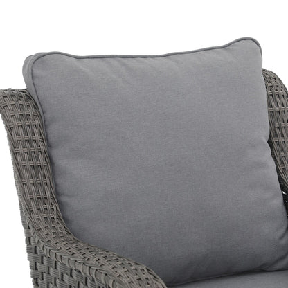 Sedie girevoli da esterno in vimini a 360 gradi con tavolo quadrato