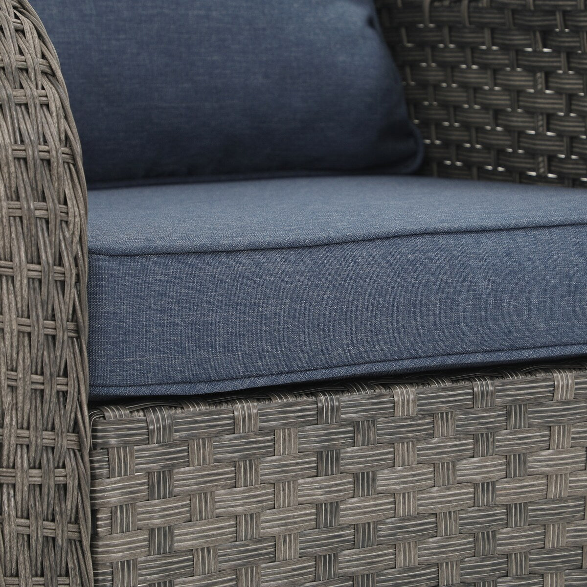 Sedie girevoli da esterno in vimini a 360 gradi con tavolo quadrato