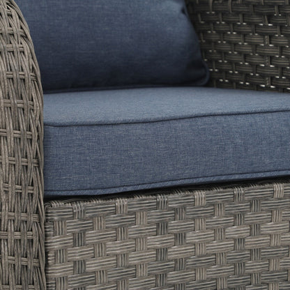 Sedie girevoli da esterno in vimini a 360 gradi con tavolo quadrato