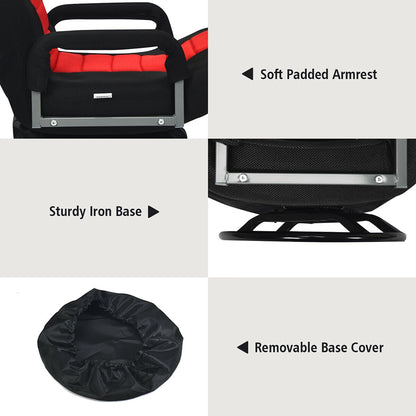 Sedia da gioco girevole a 360 gradi con schienale pieghevole e regolabile