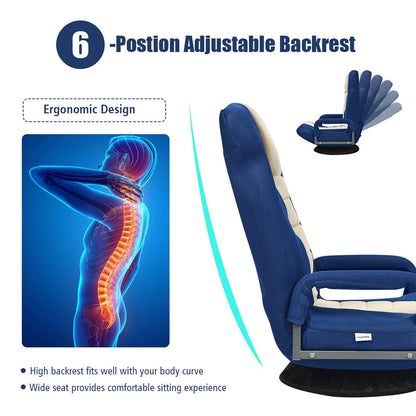 Sedia da gioco girevole a 360 gradi con schienale pieghevole e regolabile