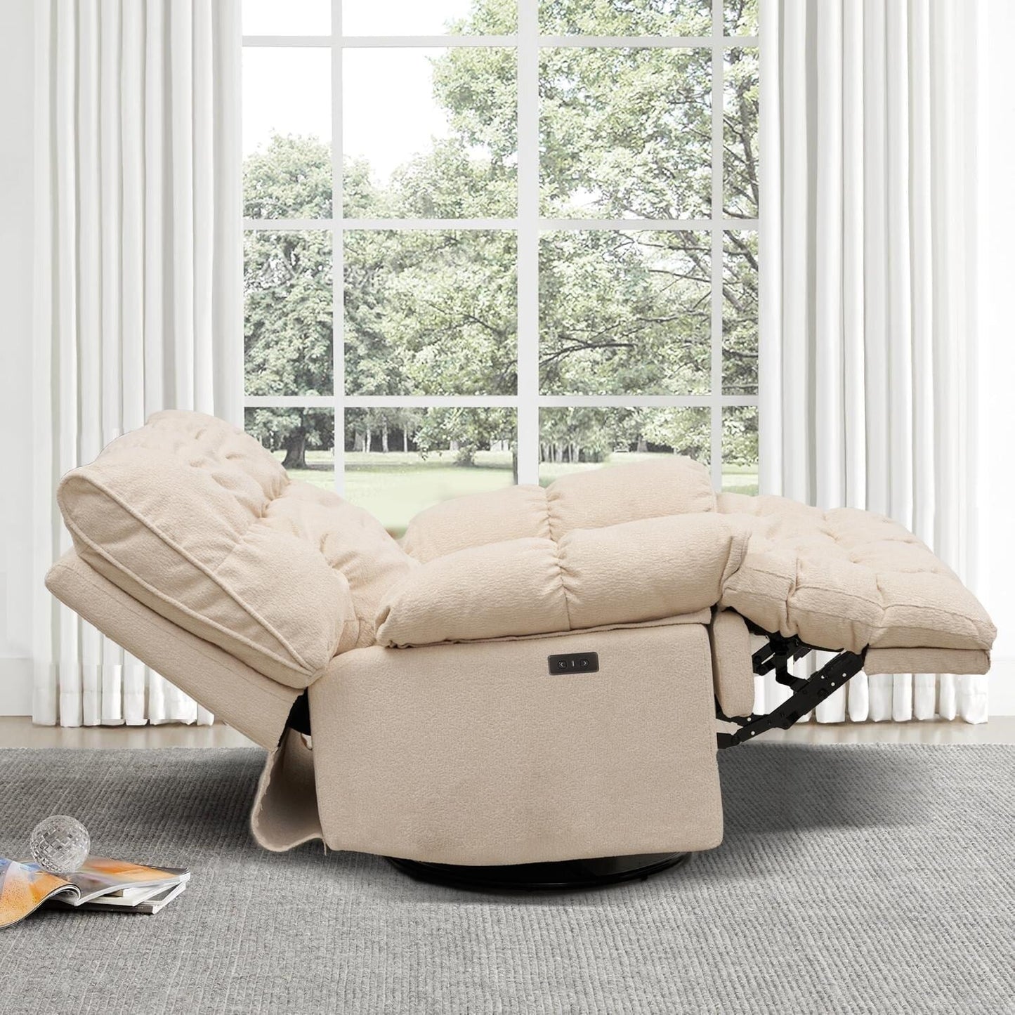 Divano reclinabile elettrico girevole a 360°, imbottito, con supporto lombare, per soggiorno