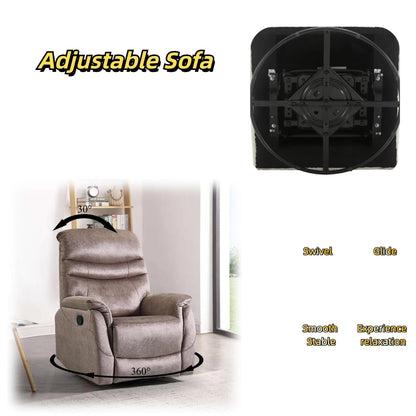 Poltrona reclinabile girevole a 360°, moderna poltrona in velluto, divano singolo regolabile con supporto lombare