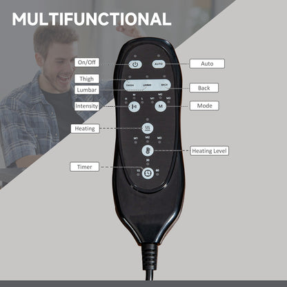 Poltrona da ufficio girevole a 360° con massaggio, schienale alto, riscaldamento lombare, reclinazione regolabile e poggiapiedi estensibile