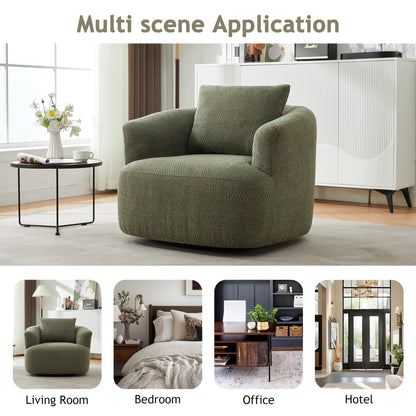 Poltrona girevole a 360°, poltrona Boucle da 38,2 con cuscino decorativo, poltrona a botte imbottita con braccioli curvi