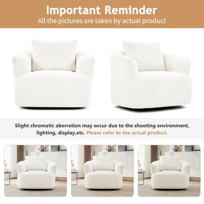 Poltrona girevole a 360°, poltrona Boucle da 38,2 con cuscino decorativo, poltrona a botte imbottita con braccioli curvi