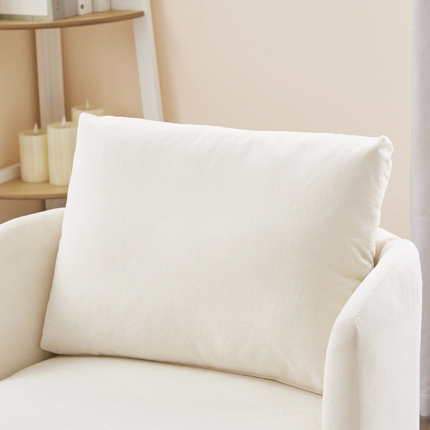 Poltrona girevole a 360°, poltrona a botte in ciniglia, poltrona lounge dal design curvo, poltrona girevole imbottita per soggiorno