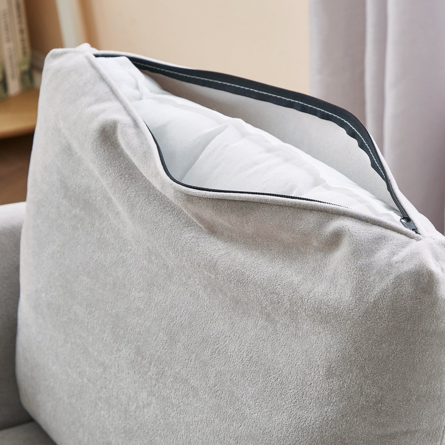 Poltrona girevole a 360°, poltrona a botte in ciniglia, poltrona lounge dal design curvo, poltrona girevole imbottita per soggiorno