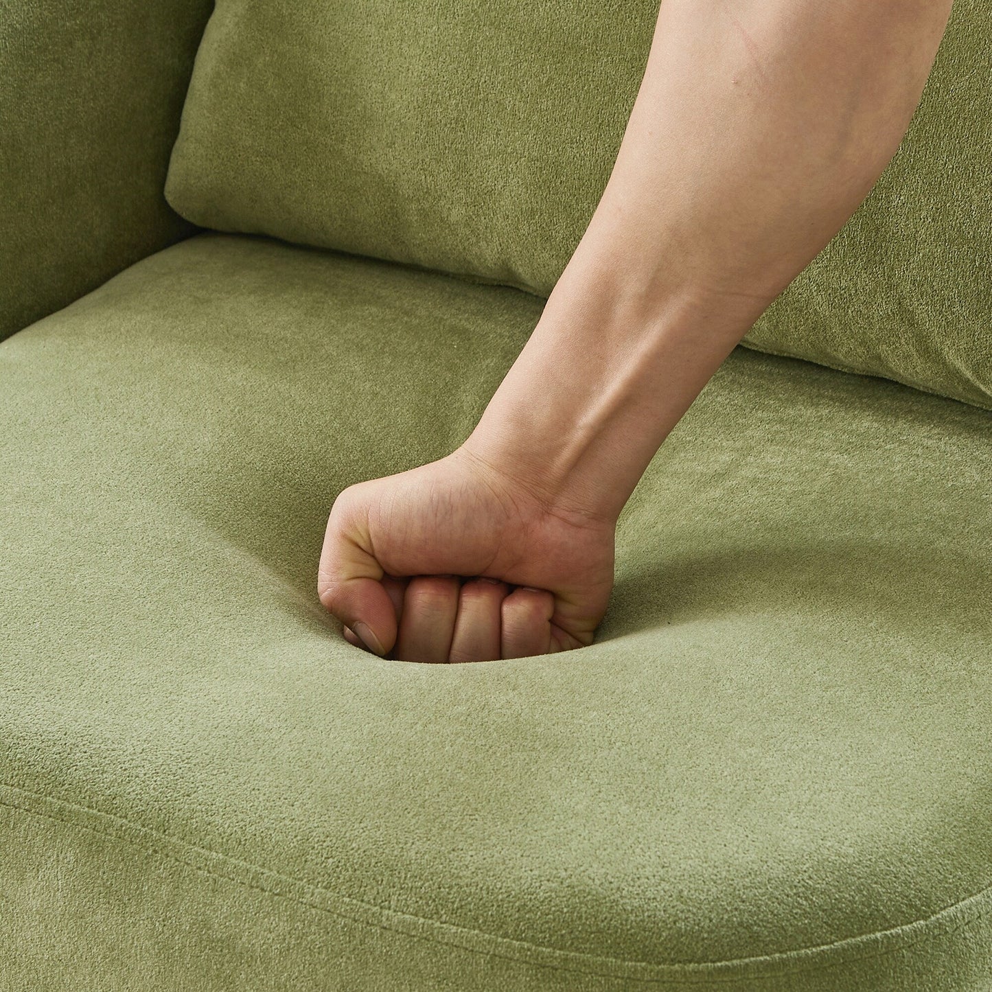 Poltrona girevole a 360°, poltrona a botte in ciniglia, poltrona lounge dal design curvo, poltrona girevole imbottita per soggiorno