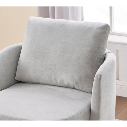 Poltrona girevole a 360°, poltrona a botte in ciniglia, poltrona lounge dal design curvo, poltrona girevole imbottita per soggiorno