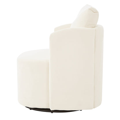 Poltrona girevole a 360°, poltrona a botte in ciniglia, poltrona lounge dal design curvo, poltrona girevole imbottita per soggiorno