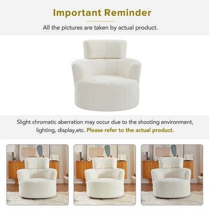 Sedia girevole a 360°, sedia a botte imbottita con poggiatesta regolabile, moderna poltrona girevole rotonda per soggiorno