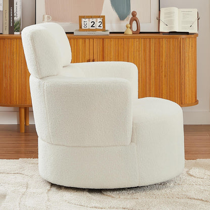 Sedia girevole a 360°, sedia a botte imbottita con poggiatesta regolabile, moderna poltrona girevole rotonda per soggiorno