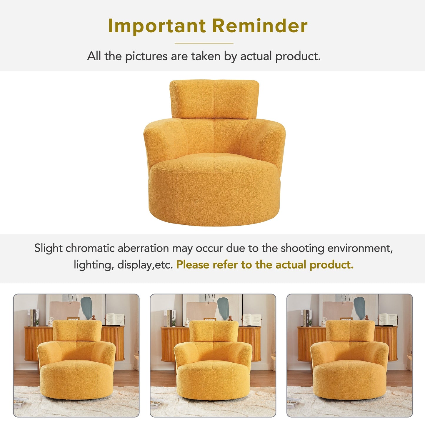 Sedia girevole a 360°, sedia a botte imbottita con poggiatesta regolabile, moderna poltrona girevole rotonda per soggiorno