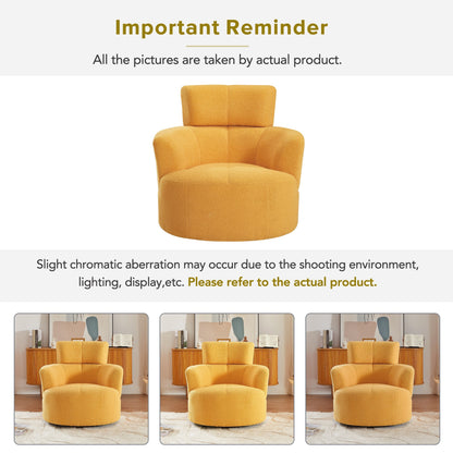 Sedia girevole a 360°, sedia a botte imbottita con poggiatesta regolabile, moderna poltrona girevole rotonda per soggiorno