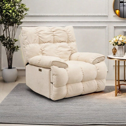 Poltrona reclinabile elettrica girevole a 360°, schienale alto e morbido, seduta spaziosa, più posizioni di reclinazione per il massimo comfort