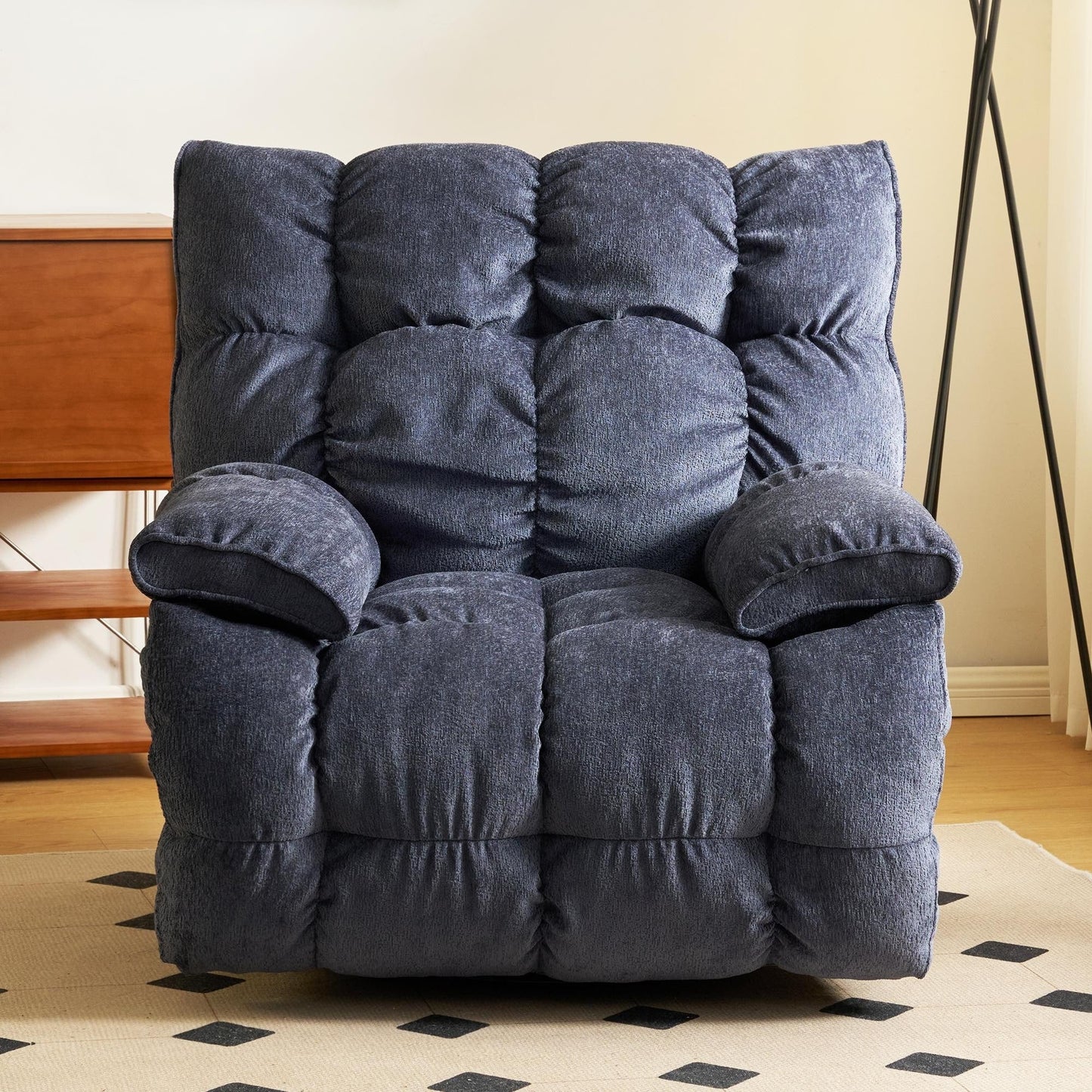 Poltrona reclinabile elettrica girevole a 360°, schienale alto e morbido, seduta spaziosa, più posizioni di reclinazione per il massimo comfort