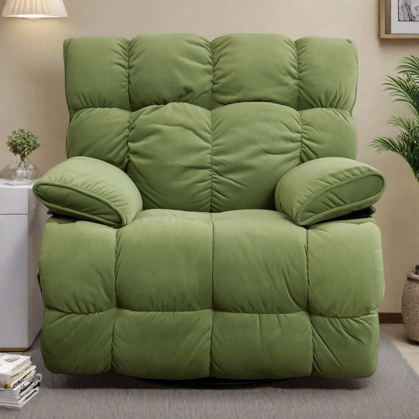 Poltrona reclinabile girevole a 360° con meccanismo di chiusura manuale e schienale alto