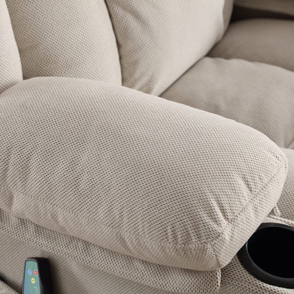 Poltrona reclinabile massaggiante riscaldata girevole a 360° con ricarica USB, portabicchieri, vano portaoggetti laterale e rivestimento in morbido pile