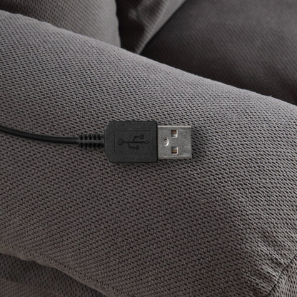 Poltrona reclinabile massaggiante riscaldata girevole a 360° con ricarica USB, portabicchieri, vano portaoggetti laterale e rivestimento in morbido pile