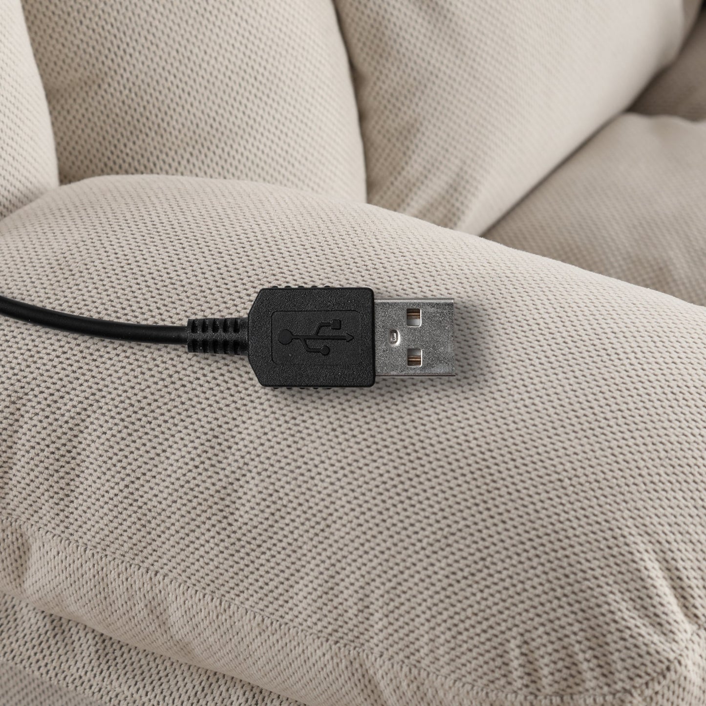 Poltrona reclinabile massaggiante riscaldata girevole a 360° con ricarica USB, portabicchieri, vano portaoggetti laterale e rivestimento in morbido pile