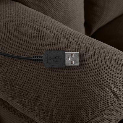 Poltrona reclinabile massaggiante riscaldata girevole a 360° con ricarica USB, portabicchieri, vano portaoggetti laterale e rivestimento in morbido pile