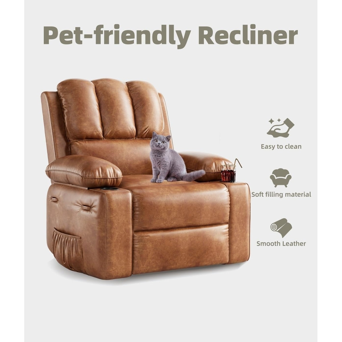 Poltrone reclinabili girevoli a 360° di grandi dimensioni con riscaldamento e massaggio