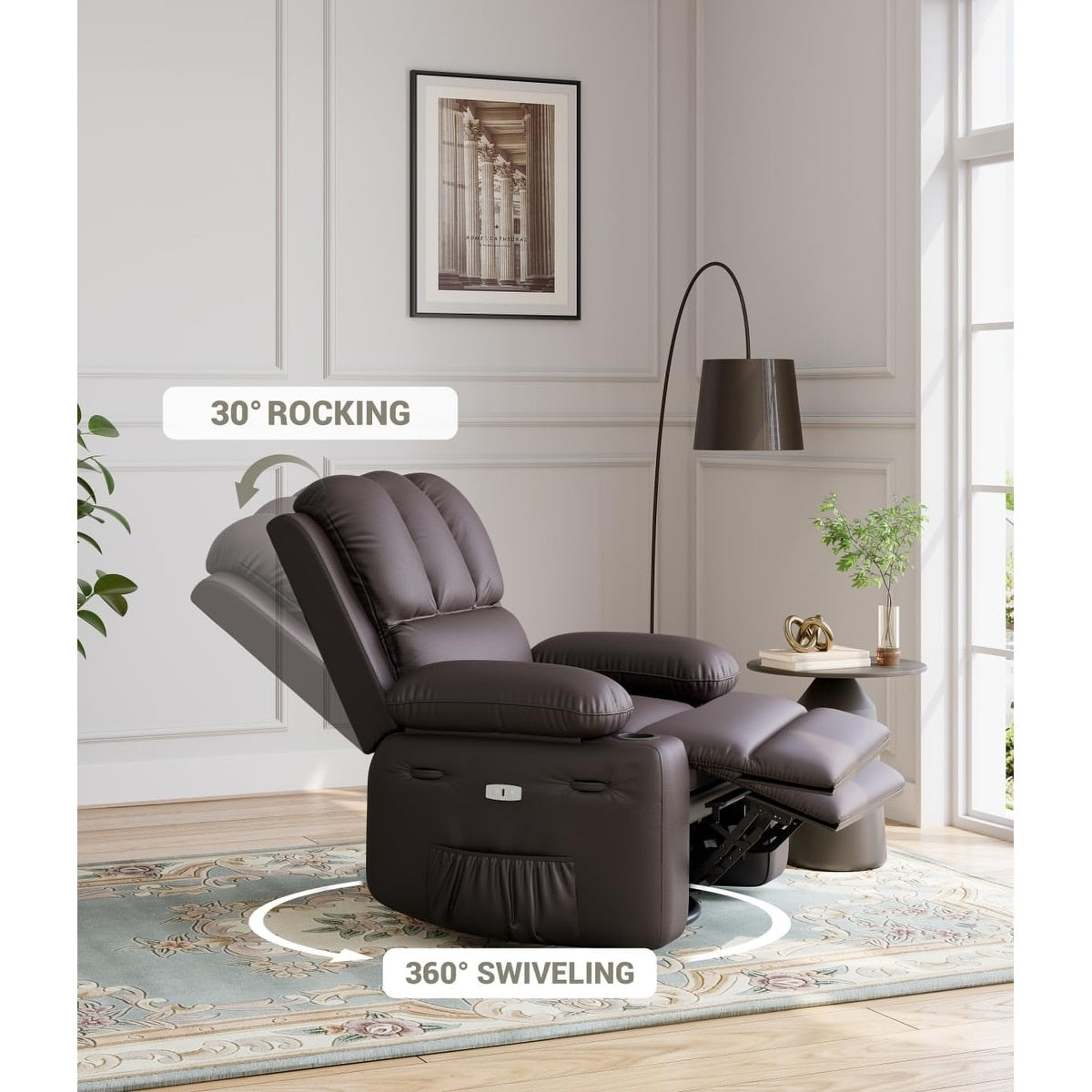 Poltrone reclinabili girevoli a 360° di grandi dimensioni con riscaldamento e massaggio