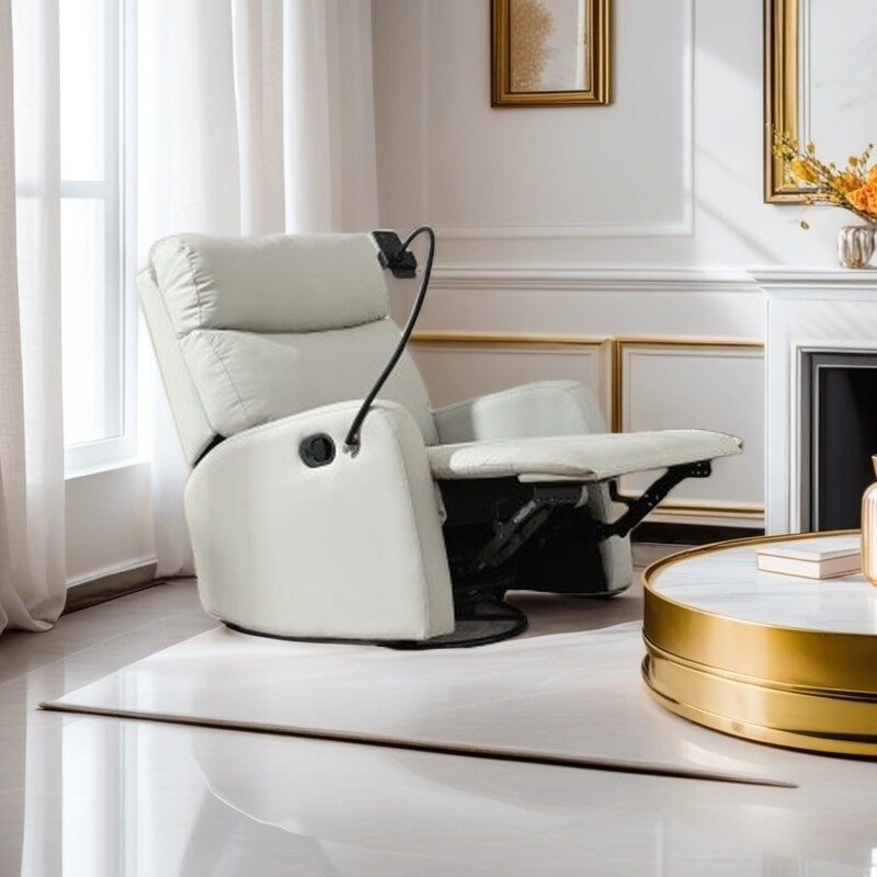 Poltrona reclinabile girevole a 360° con poggiapiedi, supporto per telefono e posizioni regolabili per home theater e soggiorno
