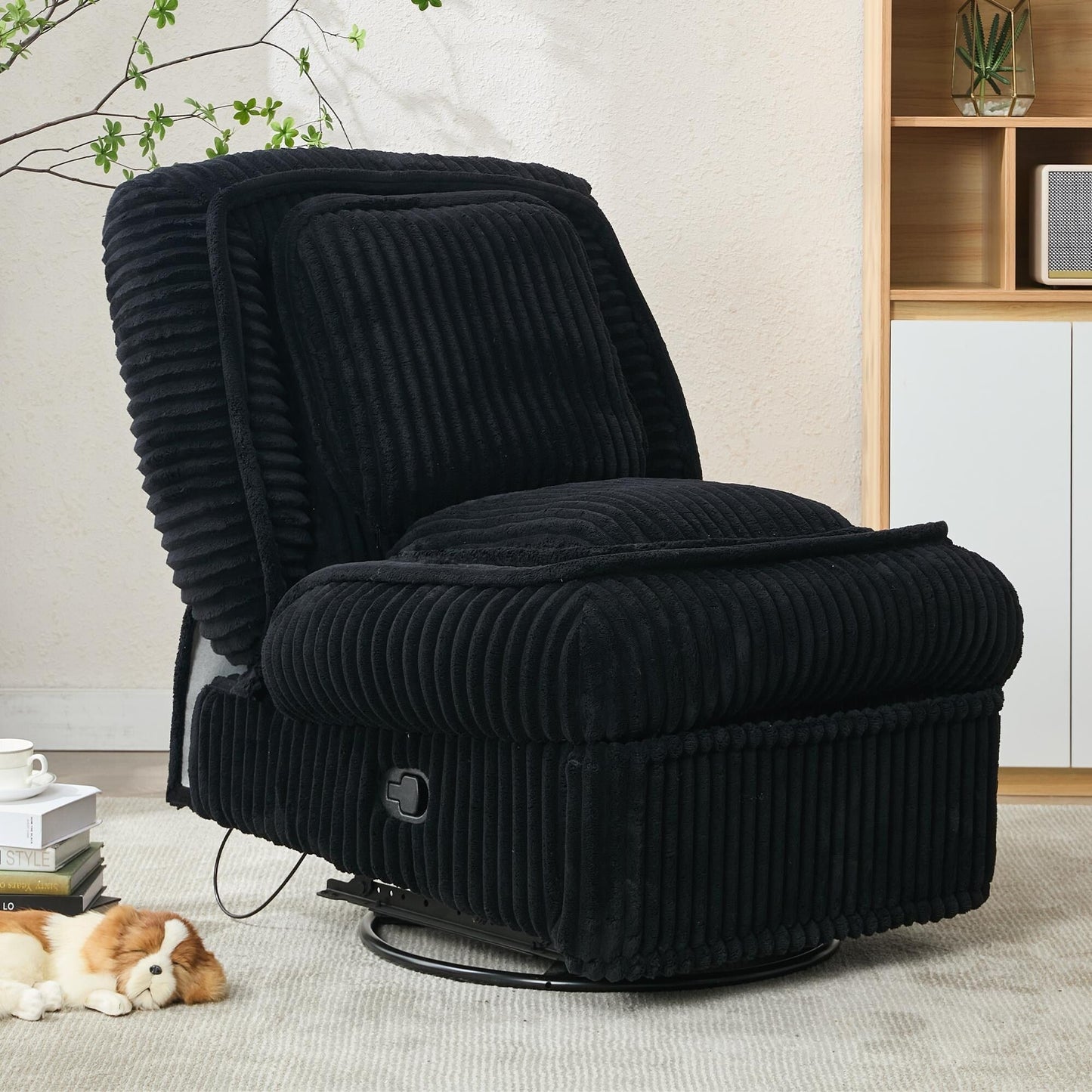 Divano singolo girevole a 360°, divano reclinabile, poltrona a dondolo senza braccioli con meccanismo manuale, soggiorno e ufficio