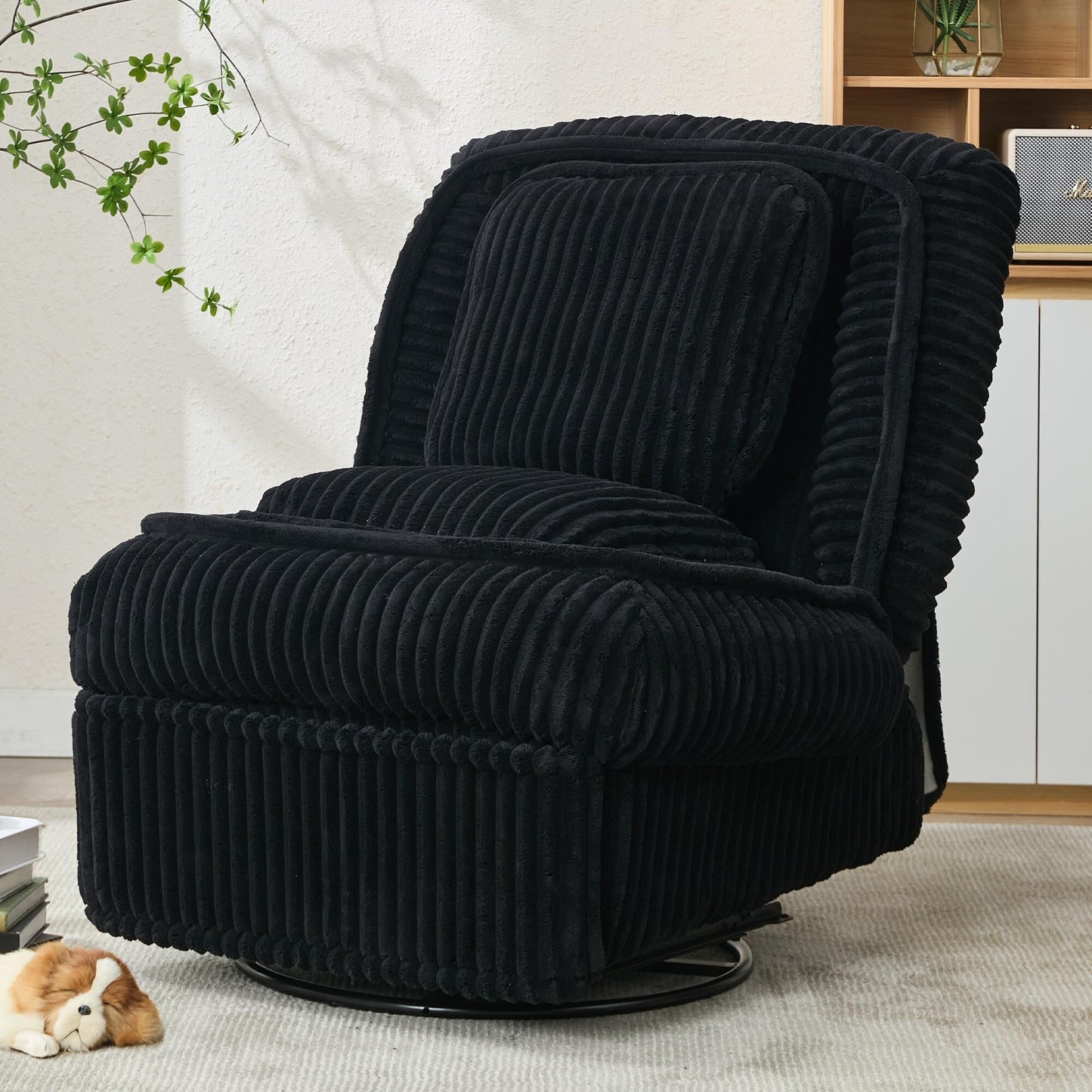 Divano singolo girevole a 360°, divano reclinabile, poltrona a dondolo senza braccioli con meccanismo manuale, soggiorno e ufficio