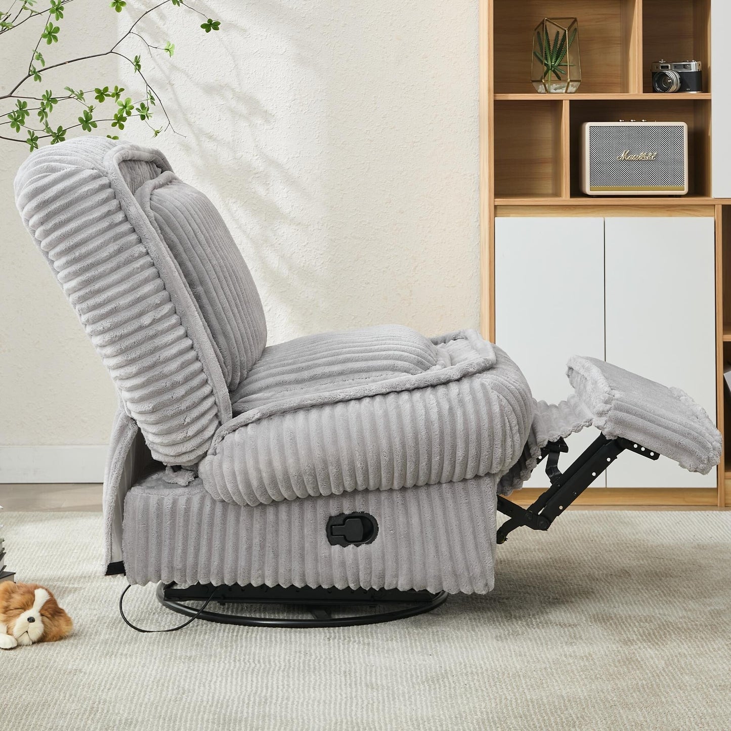 Divano singolo girevole a 360°, divano reclinabile, poltrona a dondolo senza braccioli con meccanismo manuale, soggiorno e ufficio