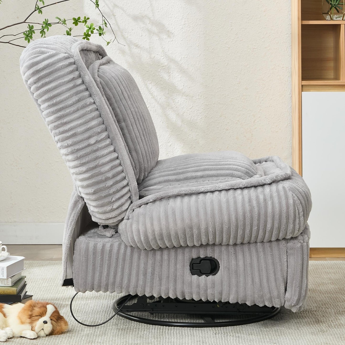 Divano singolo girevole a 360°, divano reclinabile, poltrona a dondolo senza braccioli con meccanismo manuale, soggiorno e ufficio