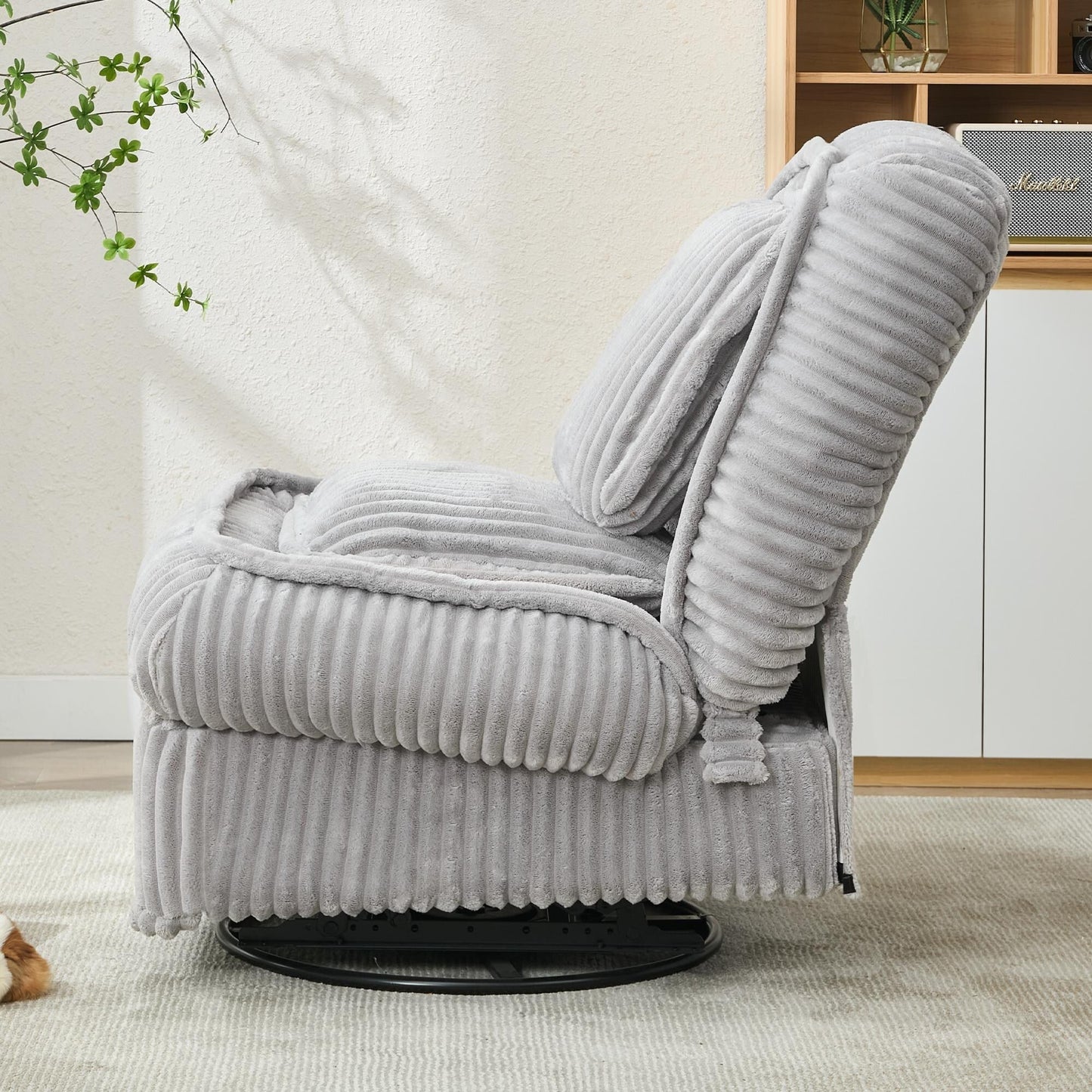 Divano singolo girevole a 360°, divano reclinabile, poltrona a dondolo senza braccioli con meccanismo manuale, soggiorno e ufficio