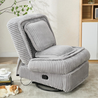 Divano singolo girevole a 360°, divano reclinabile, poltrona a dondolo senza braccioli con meccanismo manuale, soggiorno e ufficio