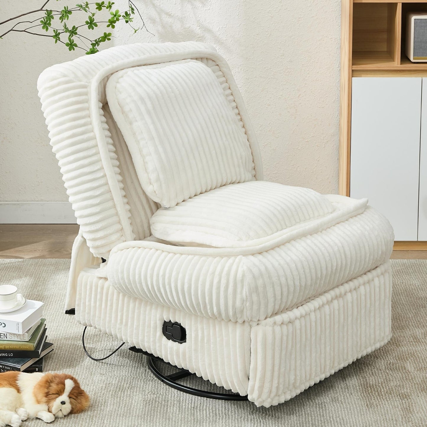 Divano singolo girevole a 360°, divano reclinabile, poltrona a dondolo senza braccioli con meccanismo manuale, soggiorno e ufficio