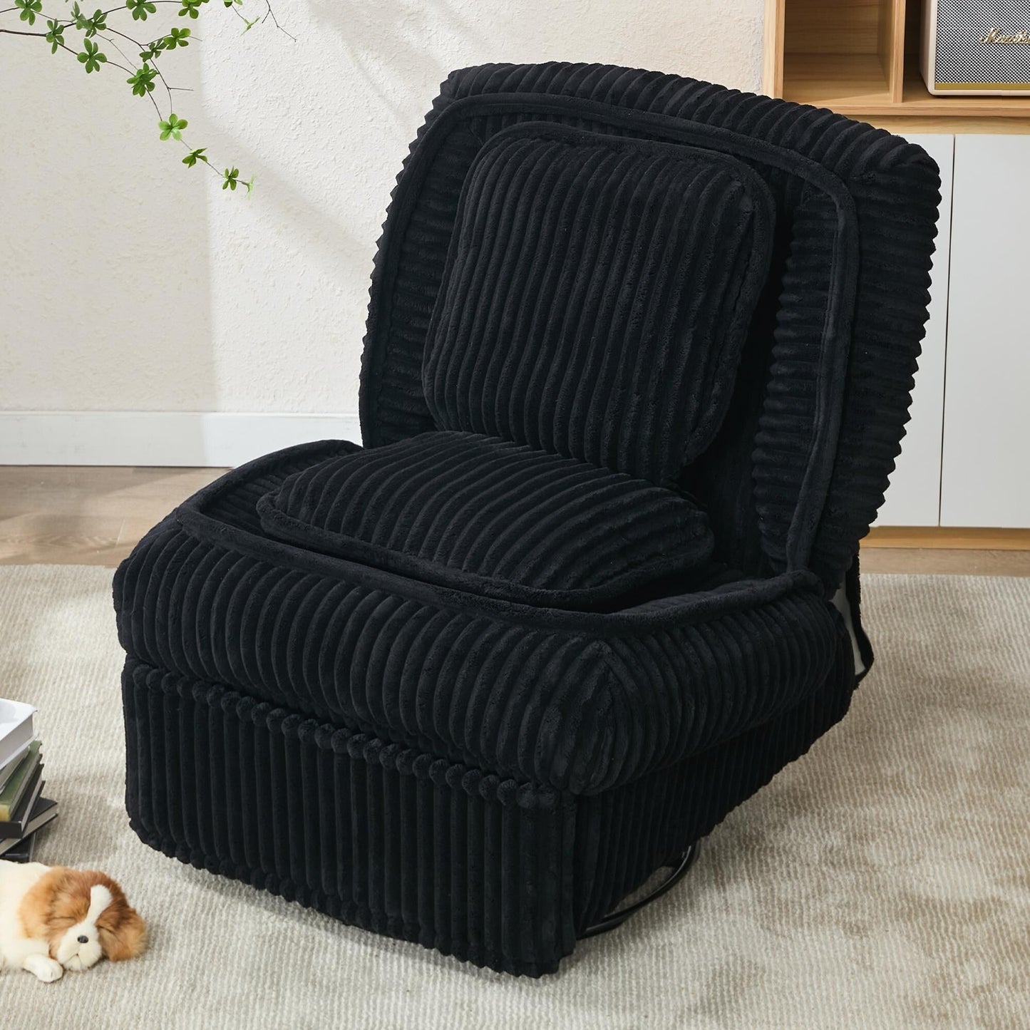 Divano singolo girevole a 360°, divano reclinabile, poltrona a dondolo senza braccioli con meccanismo manuale, soggiorno e ufficio