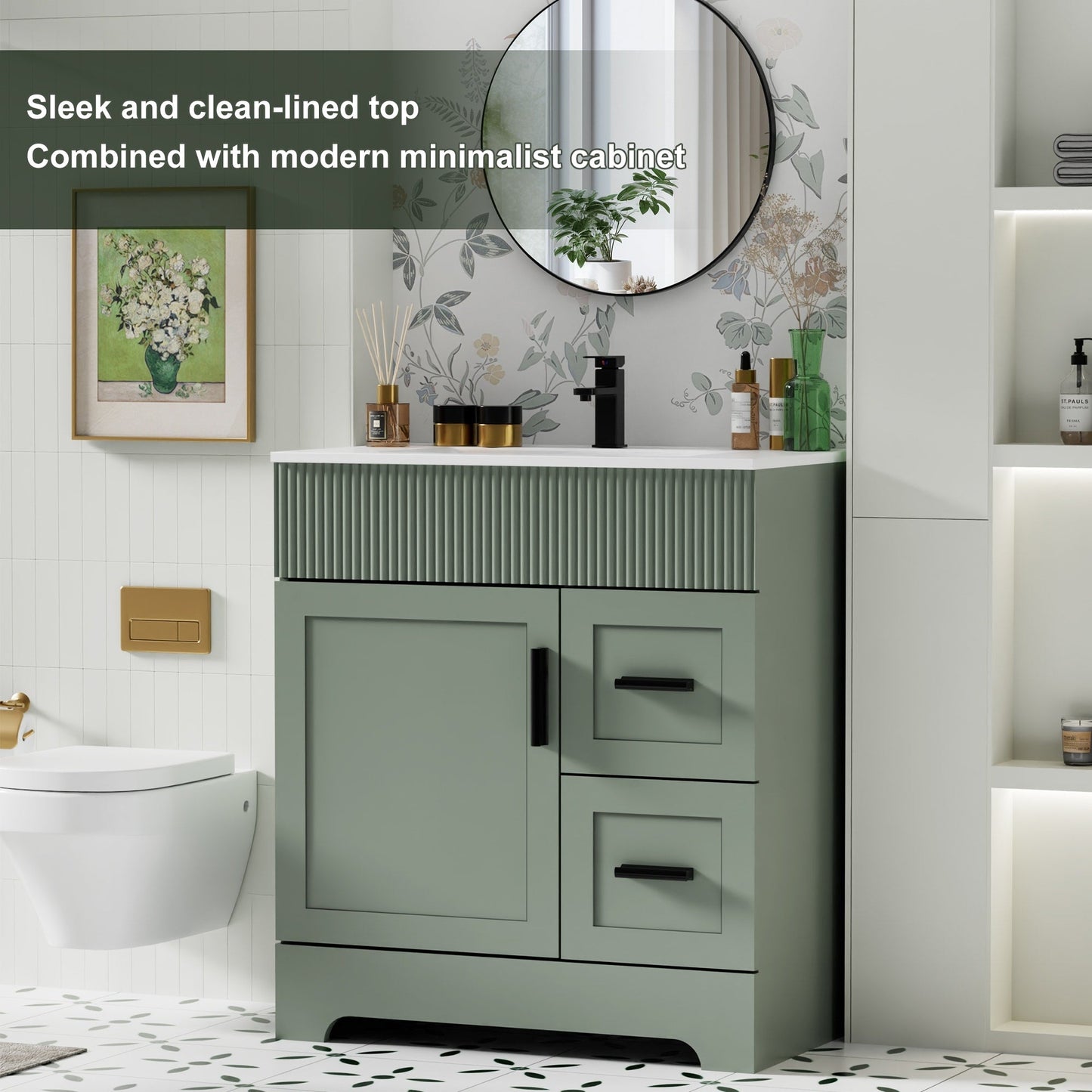 Mobile bagno Wavy Line 30/36/48 con lavabo e rubinetto