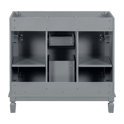 Mobile bagno moderno da 36'' con lavabo superiore e mobiletto a specchio, 2 ante e 2 cassetti