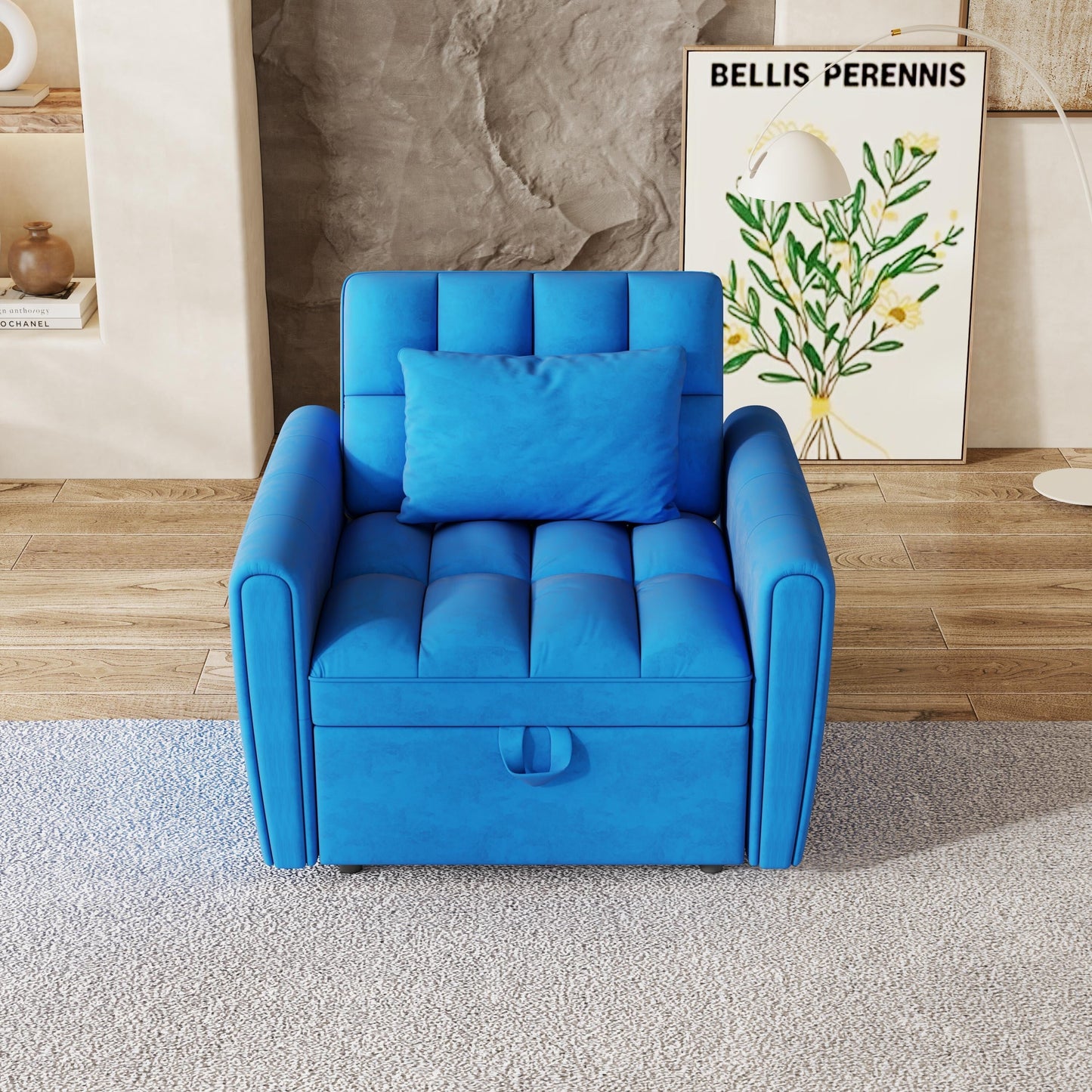 Divano letto pieghevole di grandi dimensioni da 38,2 pollici, divano singolo moderno in velluto, divano letto con schienale regolabile