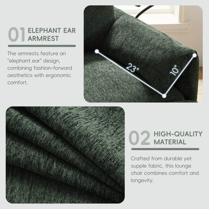 Divano singolo in ciniglia da 38 pollici con pouf contenitore, caricabatterie USB, tasche laterali portaoggetti, braccioli simili a cuscini