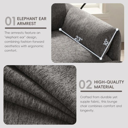 Divano singolo in ciniglia da 38 pollici con pouf contenitore, caricabatterie USB, tasche laterali portaoggetti, braccioli simili a cuscini